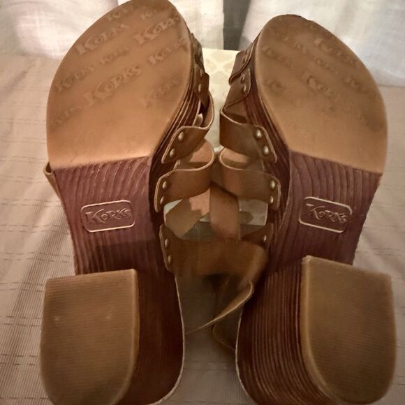 Korks Kork Ease Naomi Platform Sandals Size‎ 9M Studded Slingback Block Heel Tan - Picture 10 of 11